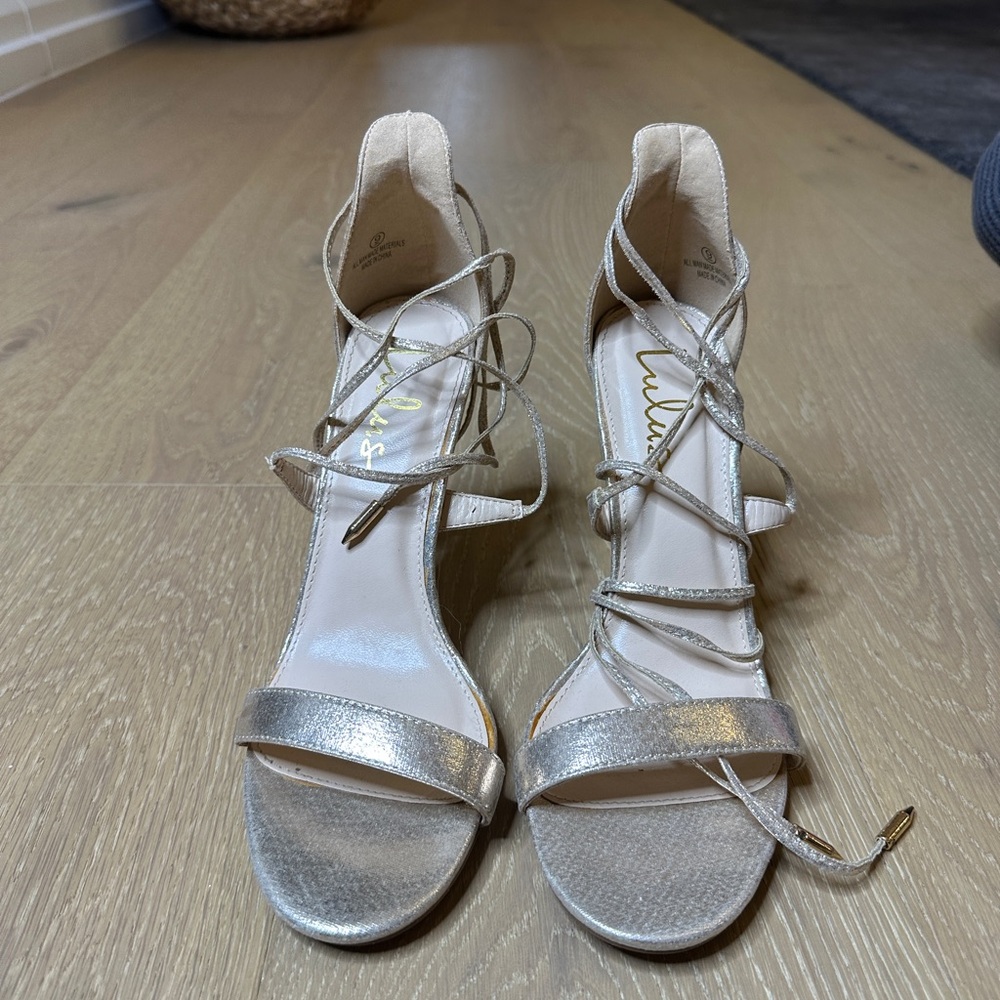 Lulu's Metallic gold Strappy Heels